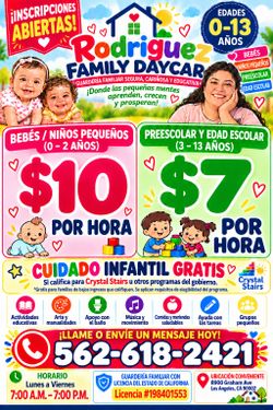 Cuidado Infantil $10 / $7 la hora