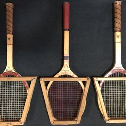 Vintage Tennis Racquets, 1950’s-1960’s, Set Of 3, with Covers