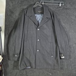 Calvin Klein Men’s Wool Blend Overcoat Jacket Black XL Quilted Lining
