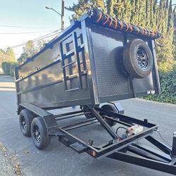BRAND NEW DESIGN DUMP TRAILER 12x8x4 12,000 LBS ROLLING TARP AND SPARE TIRE HYDRAULIC SYSTEM ELECTRIC BRAKES TITLE IN HAND FOR ANY QUESTION TEXT ME PL