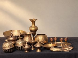 Vintage Brass Decor Collection – 20 Items / 24 Pieces