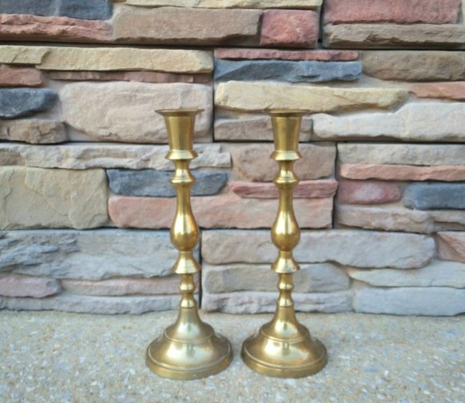 Vintage Brass Stack Candlestick Holders 