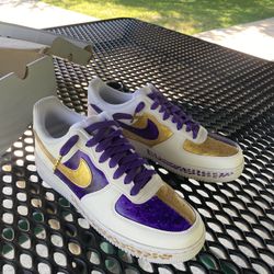 Purple & Gold Custom Air Force 1s Men’s Size 10