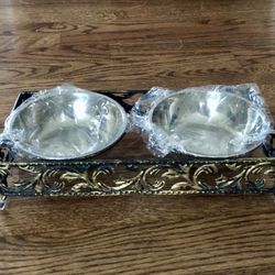 Cat / sm dog bowls with non skid stand- New