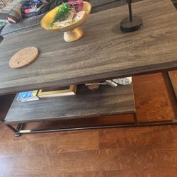 Coffee Table with Shelf – Wood & Metal 