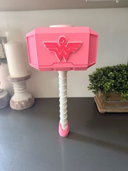 Breast cancer awareness wonderwoman Thor hammer