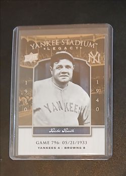 Babe Ruth card in a hard protective case.  $10
