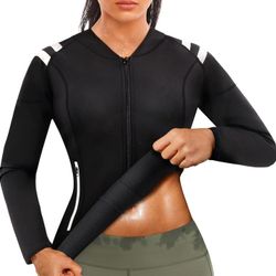 Womens Neoprene Body Shaper Suit Hot Sweat Tummy Slimmer Workout Jacket 