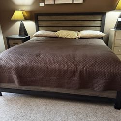 King Size Mattress, Bed Frame, And Dresser 