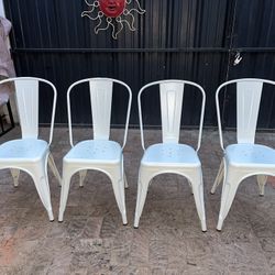 4 White Chair Stools