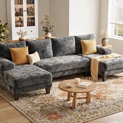 Gray holiday sectional / couch - Will deliver 