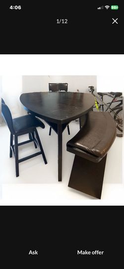 Black Dining Table with 4 stools and bench