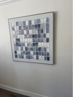 Blue and gray abstract wall art