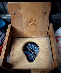 Vintage wooden potty chair missing bowl