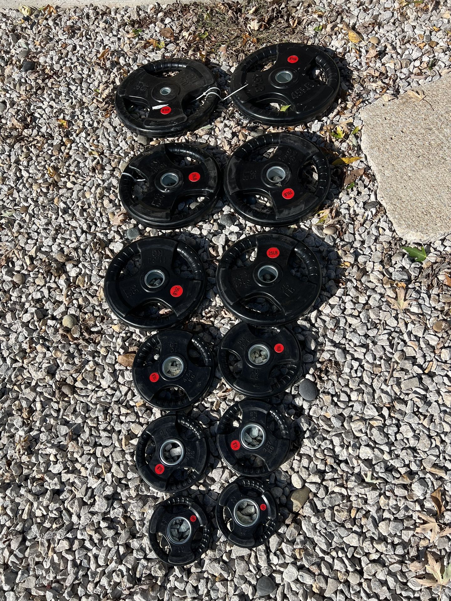 245lb Rubber Coated Olympic Weight Plate Set 2.5-5-10-25-35-45lb COMMERCIAL GRADE BRAND NEW