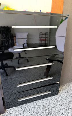 Black High-Gloss Chest of Drawers