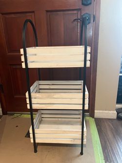 3-Tier Metal and Wood Crate Stand