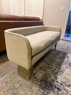 West Elm MCM bench and 2 chairs