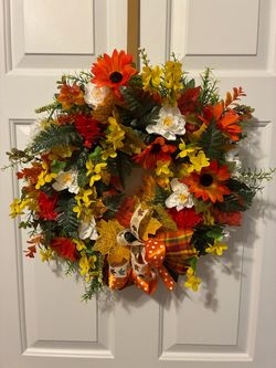 Fall Handmade Wreath with Multi-bow