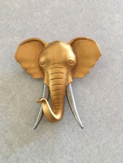 Gold and silver tone elephant fashion pin