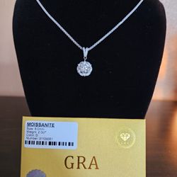💎 Certified 2.0ct Moissanite Solitaire Necklace 24in chain