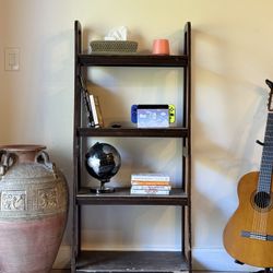 Wooden Ladder-Style Bookshelf – Rustic 4-Tier Storage Shelf 