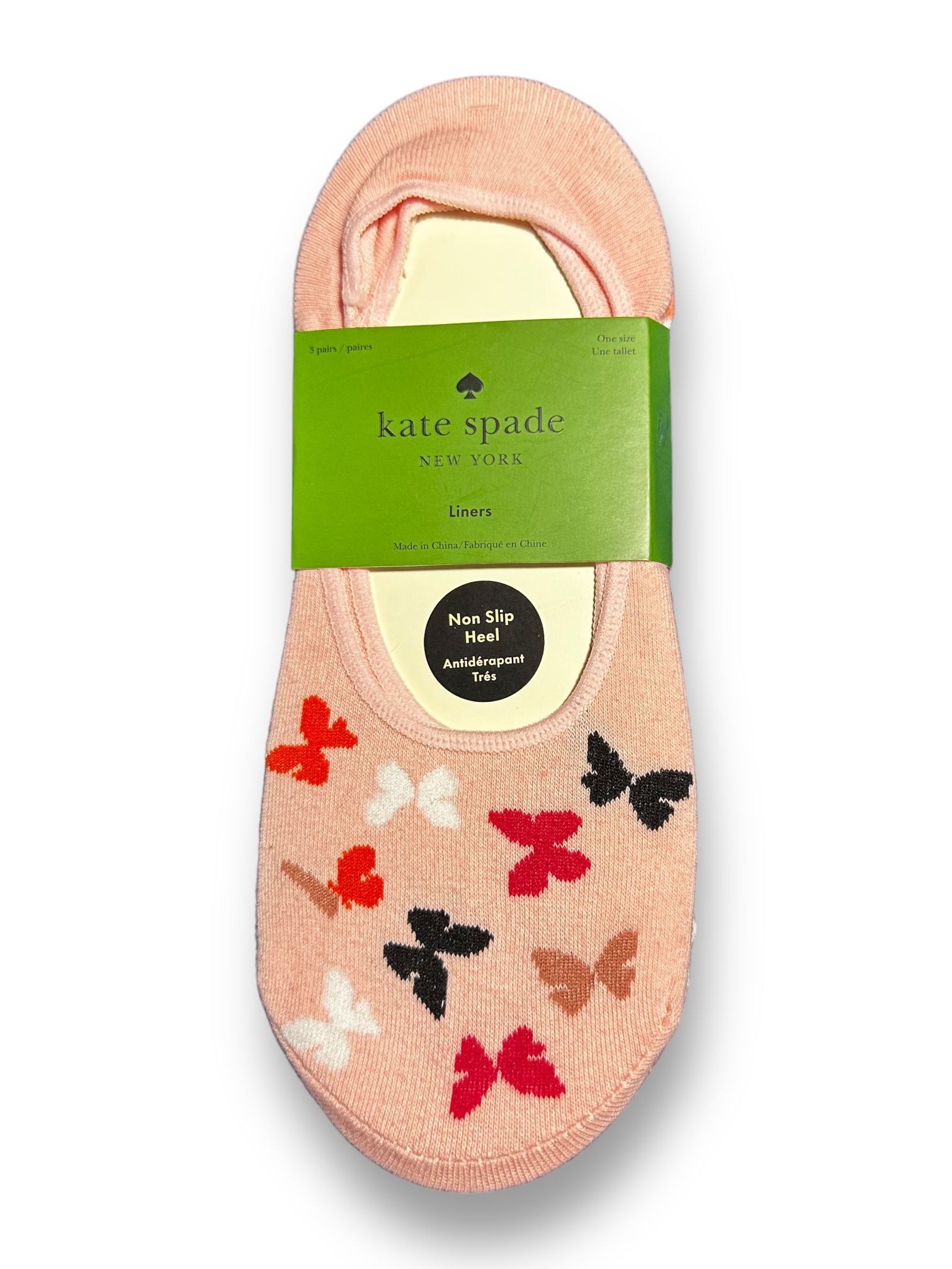 Kate Spade New York 3 Pack Sock Liners Pink *Butterfly Set* | One Size, NWT