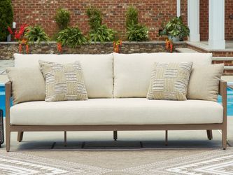 Serene Bay Dark Brown/White Sofa with Cushion