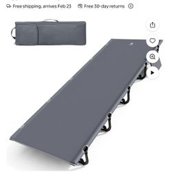 EVER ADVANCED Portable Camping Cot for Adults, Folding Sleeping Cots with Carry Bag, Foldable Camp Bed, Heavy Duty Supports 250 lbs, Gray