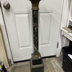 Antique French 19th Century Vert-de-Mer Marble Pedestal Stand Column