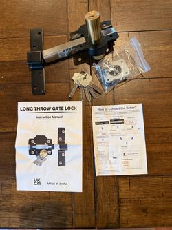 Long Throw Gate Lock with Keys, New