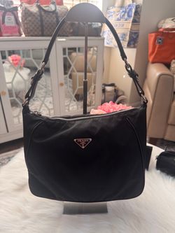 Preloved Prada Saffiano Leather & Tessuto Nylon Shoulder Bag