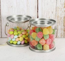 15pcs Mini Clear Plastic Paint Cans - 3 inch tall.