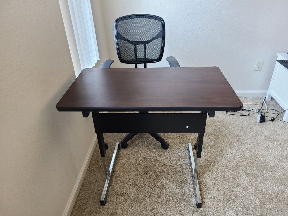 Adjustable desk and office chair combo