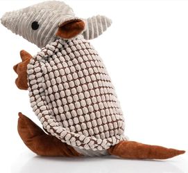 Hollypet Plush Armadillo Stuffed Chewy Dog Toy Gray 8 in