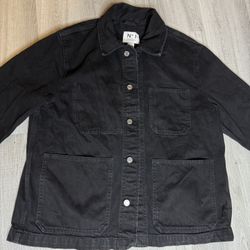 H& Black Denim Barn Coat Chore Jacket women’s XL 
