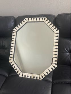 CB2 Caraway Octagonal Bone Inlay Wall Mirror
