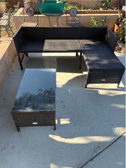 Patiojoy 3-Piece Wicker Patio Sectional Set (Read Description)