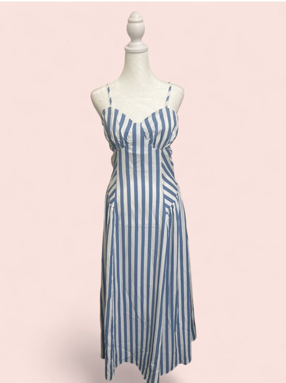 SHEIN Blue and White Striped Maxi Dress