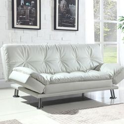 Brand New White Leather Futon Sofa Sleeper 