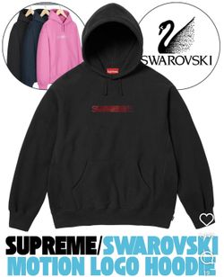 SUPREME X SWAROVSKI MOTION LOGO HOODIE BLACK SIZE MEDIUM FW25