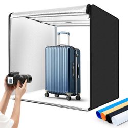 ZKEEZM Photo Studio Light Box Photography 32"X32" With 210 LEDs And 4 Colors Backdrops For Product Photography, Foldable Picture Box With Adjustable B