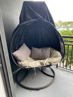 Double Person Egg Chair With New Cushion Cover And Rain Perfection Cover.