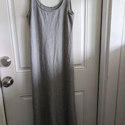 Womens Long Gray T-Shirt Tank Dress Size Small 32" Bust, Length 44", 85% Cotton, 10% Rayon, 5% Spandex, By H&M