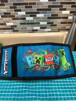 Minecraft tri-fold Wallet w/a vibrant block-style Creeper and TNT graffiti print