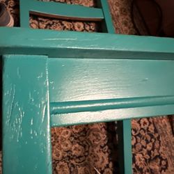 Wooden Turquoise painted Chair