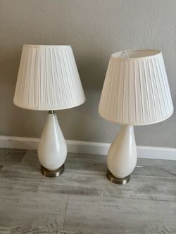 White Matching Lamp Set Of 2 (Glass)