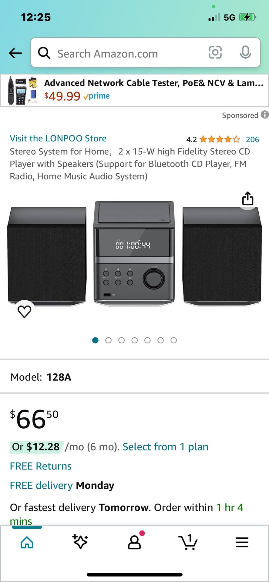 Stereo System for Home，2 x 15-W high Fidelity Stereo CD Player with Speakers (Support for Bluetooth CD Player, FM Radio, Home Music Audio System)