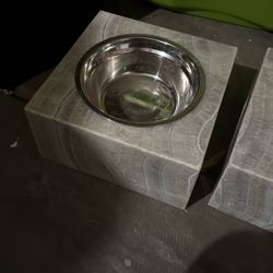 Set Of Real Stone Pet Bowls