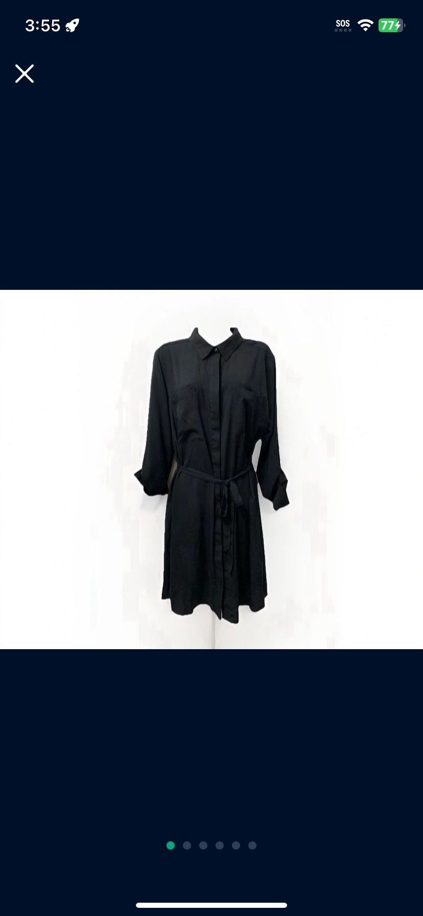 Size 14 Adult Women Navy Blue MIDI Banana Republic Dress Button Up Tie Waist Navy Blue
